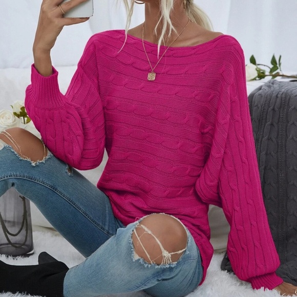 Cozy Cable Knit Oversized Sweater Top - Picture 10 of 13